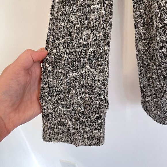 BDG URBAN OUTFITTERS UO Hooded Ribbed Cardigan Black White Marled Open Sweater - Picture 15 of 16